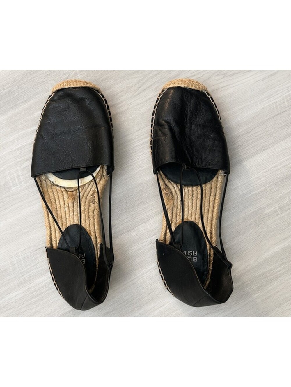 Eileen Fisher Black Leather Espadrille Flats